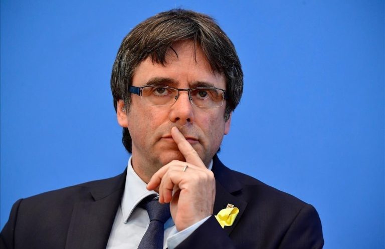 Puigdemont durante una conferencia sobre la amnistía.