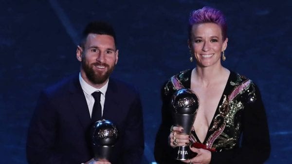 messi y megan rapinoe en los premios the best